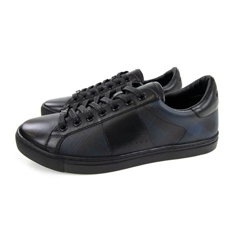 Burberry Ritson Check Leather Sneakers Black Navy 